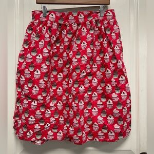 Retrolicious Red Cupcake-Candy Cane A-Line Midi-Skirt- With Pockets